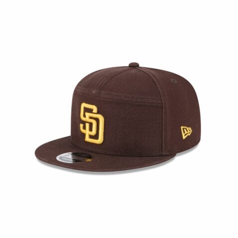 New Era 9Fifty San Diego Padres Canvas Split Panel Snapback Hat Brown Gold
