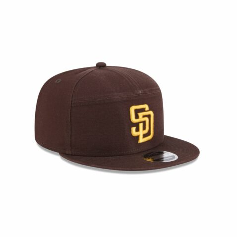 New Era 9Fifty San Diego Padres Canvas Split Panel Snapback Hat Brown Gold - Image 3