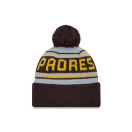 New Era San Diego Padres Knit Pom Wordmark Beanie Brown White Gold