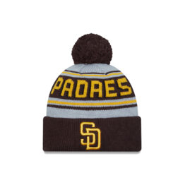 New Era San Diego Padres Knit Pom Wordmark Beanie Brown White Gold