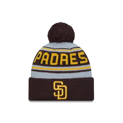 New Era San Diego Padres Knit Pom Wordmark Beanie Brown White Gold
