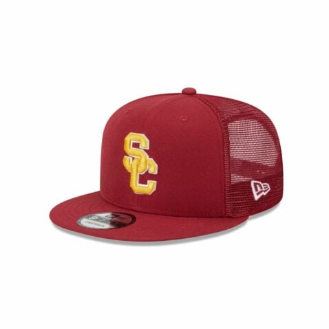 New Era 9Fifty USC Trojans Mesh Trucker Snapback Hat Red Gold