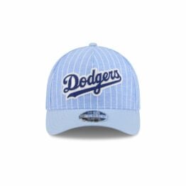 New Era 9Forty M-Crown Los Angeles Dodgers Pinstripe Linen Snapback Hat Open Market Blue