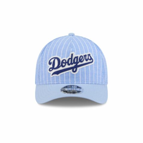 New Era 9Forty M-Crown Los Angeles Dodgers Pinstripe Linen Snapback Hat Open Market Blue - Image 2