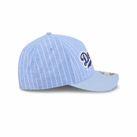 New Era 9Forty M-Crown Los Angeles Dodgers Pinstripe Linen Snapback Hat Open Market Blue - Image 6