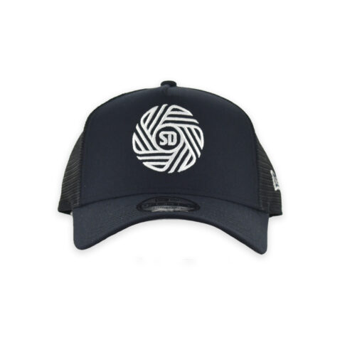 New Era 9Forty San Diego Football Club SDFC Flow Logo A-Frame Mesh Trucker Snapback Hat Dark Navy White - Image 2