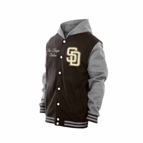 New Era San Diego Padres Throwback Snapfront Letterman Jacket Brown Gray New Era San Diego Padres Throwback Snapfront Letterman Jacket Brown Gray