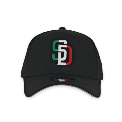 New Era 9Forty San Diego Padres Mexico Tricolor A-Frame Snapback Hat Black - Image 2