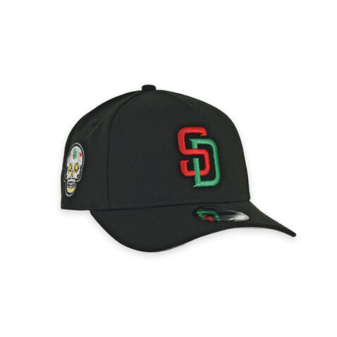 New Era 9Forty San Diego Padres A-Frame Snapback Hat Black Red Green - Image 3