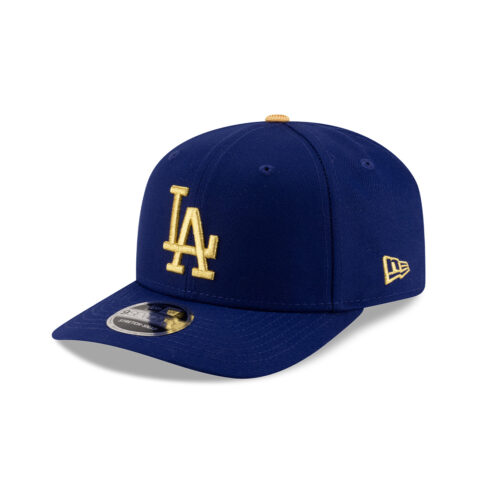 New Era 9Seventy Los Angeles Dodgers Gold Collection World Series Champion Side Patch Stretch Snapback Hat Dark Royal Blue Gold