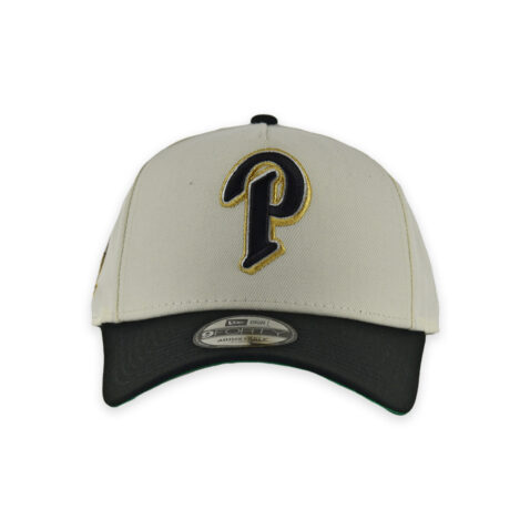 New Era 9Forty San Diego Padres A-Frame P Logo Two Tone Snapback Hat Chrome White Black - Image 2