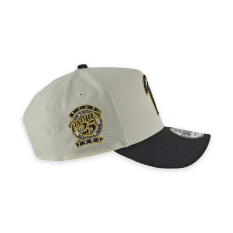 New Era 9Forty San Diego Padres A-Frame P Logo Two Tone Snapback Hat Chrome White Black - Image 6