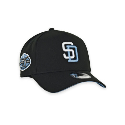 New Era 9Forty San Diego Padres A-Frame Snapback Hat Black Light Blue - Image 3