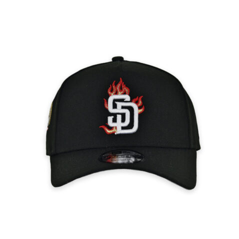 New Era 9Forty San Diego Padres A-Frame En Fuego Snapback Hat Black White - Image 2