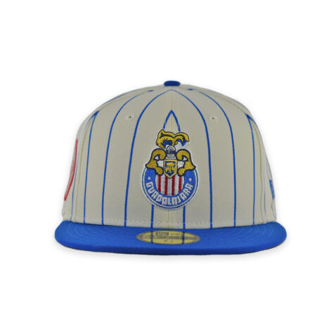 New Era 59Fifty Chivas De Guadalajara LMX Retro Pinstripe Fitted Hat Chrome White Royal Blue - Image 2