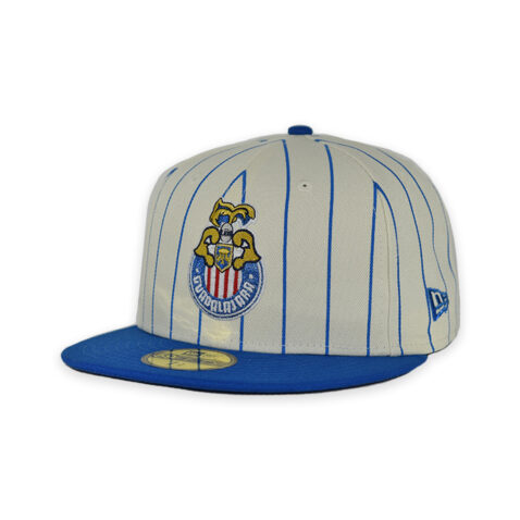 New Era 59Fifty Chivas De Guadalajara LMX Retro Pinstripe Fitted Hat Chrome White Royal Blue