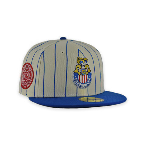 New Era 59Fifty Chivas De Guadalajara LMX Retro Pinstripe Fitted Hat Chrome White Royal Blue - Image 3