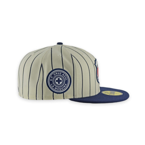 New Era 59Fifty Club Cruz Azul LMX Retro Pinstripe Fitted Hat Chrome White Dark Navy - Image 6