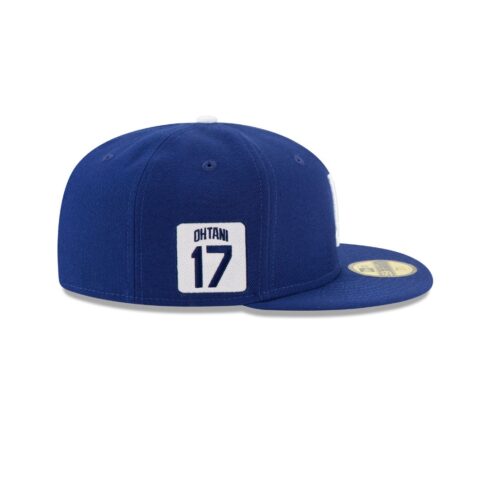 New Era 59Fifty Los Angeles Dodgers Ohtani 17 Fitted Hat Dark Royal Blue White - Image 6