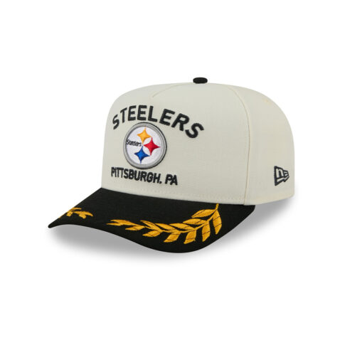 New Era 9Fifty Pittsburgh Steelers NFL 2025 Draft A-Frame Snapback Hat Chrome White Yellow
