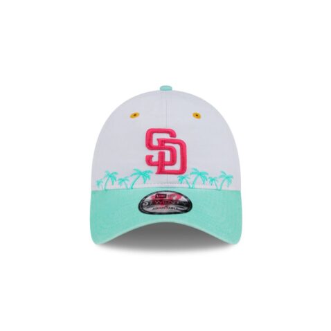 New Era 9Twenty San Diego Padres City Connect Palm Tree Strapback Hat White Pink Mint