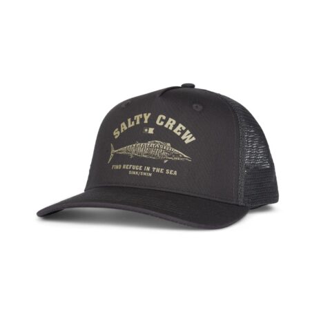 Salty Crew Wahoo Stamp Retro Trucker Snapback Hat Charcoal