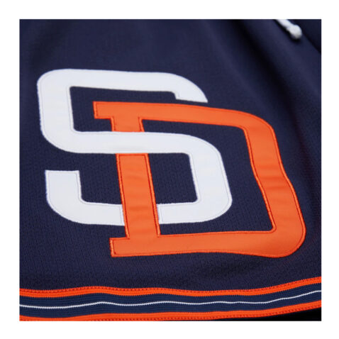 Mitchell & Ness San Diego Padres San Diego Padres Team Origins Vintage Logo Mesh Shorts Dark Navy White Orange - Image 3