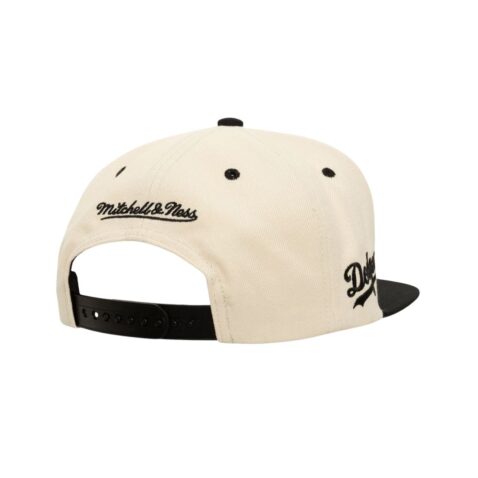 Mitchell & Ness Los Angeles Dodgers Evergreen Snapback Hat Cream Black - Image 2