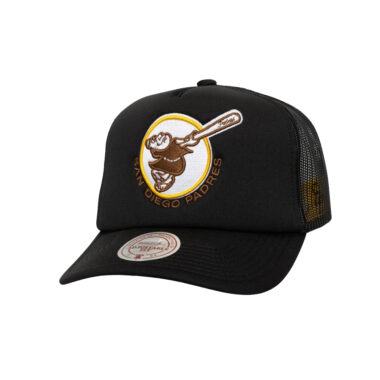 Mitchell & Ness San Diego Padres Hidden Mesh Trucker Snapback Hat Black