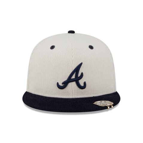 New Era 59Fifty Atlanta Braves 2T Cord Fitted Hat White Dark Navy - Image 2