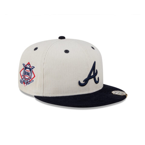 New Era 59Fifty Atlanta Braves 2T Cord Fitted Hat White Dark Navy - Image 3