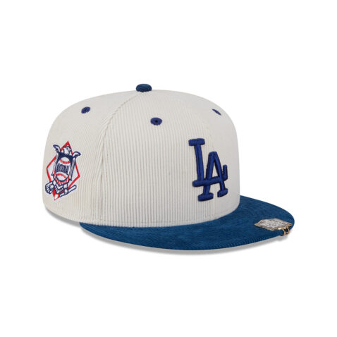 New Era 59Fifty Los Angeles Dodgers 2T Cord Fitted Hat White Dark Royal Blue - Image 3