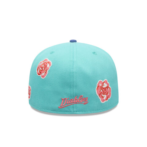 New Era 59Fifty Mexico City Diablos Rojos De Mexico Roses Two Tone Fitted Hat Clear Mint Blue Pink - Image 4