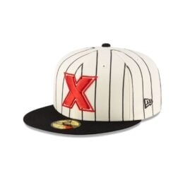 New Era 59Fifty Tijuana Xolos Retro Two Tone Fitted Hat Chrome White Black Pinstripe Red