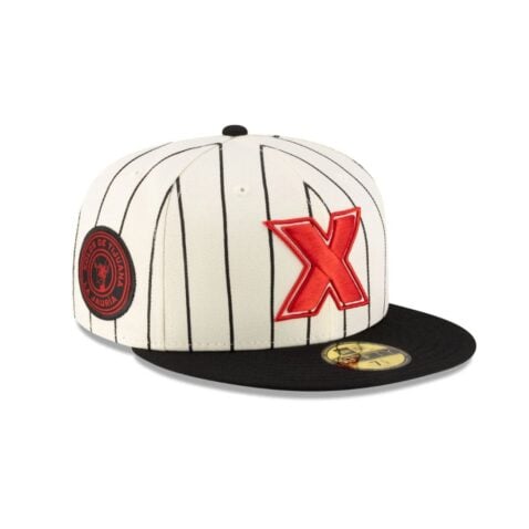 New Era 59Fifty Tijuana Xolos Retro Two Tone Fitted Hat Chrome White Black Pinstripe Red - Image 3