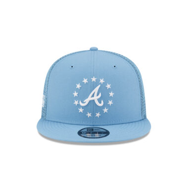 New Era 9Fifty Atlanta Braves All Star Game 2025 Fan Pack Mesh Trucker Snapback Hat Light Blue White