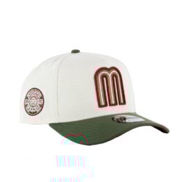 New Era 9Forty Mexico Adjustable A-Frame Snapback Hat Chrome White New Olive
