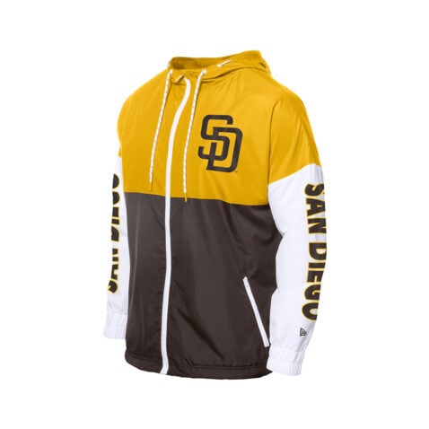 New Era San Diego Padres G1 FZ Fill Zip Windbreaker Jacket Brown White Gold