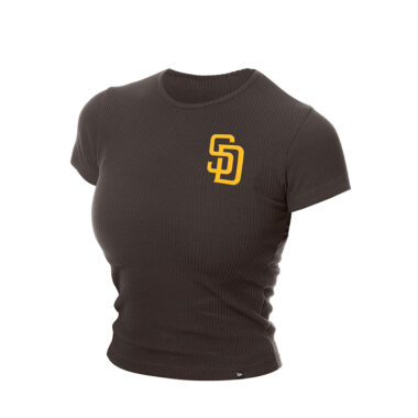 New Era San Diego Padres Women's G1 Ribbed Short Sleeve T-Shirt Brown Gold