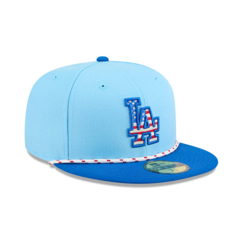 New Era 59Fifty Los Angeles Dodgers July 4th 2025 Official On Field Fitted Hat Blue Red - Image 3