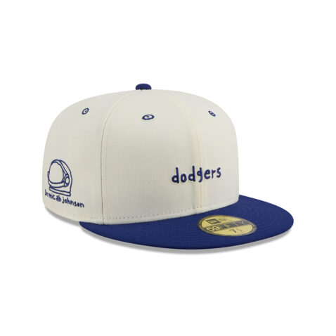 New Era 59Fifty Los Angeles Dodgers x Micah Johnson Fitted Hat Chrome White Dark Royal Blue - Image 3