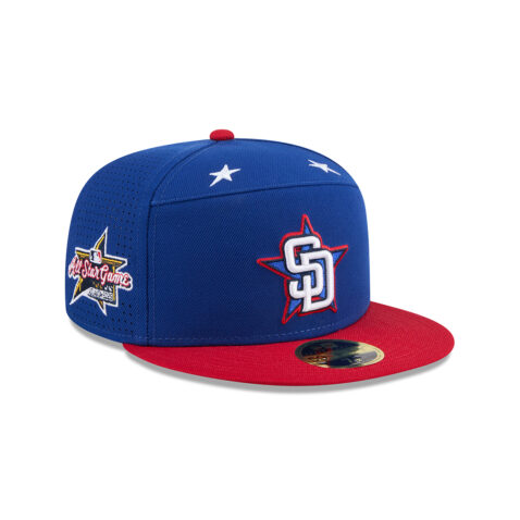 New Era 59Fifty San Diego Padres All-Star Game 2025 Workout Fitted Hat Light Royal Blue Red - Image 3