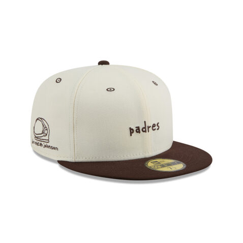 New Era 59Fifty San Diego Padres x Micah Johnson Fitted Hat Chrome White Brown - Image 3
