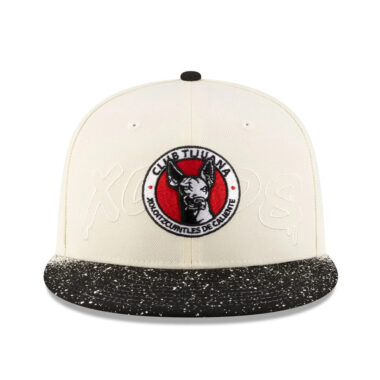 New Era 59Fifty Tijuana Xolos Visor Splatter Fitted Hat White Black New Era 59Fifty Tijuana Xolos Visor Splatter Fitted Hat White Black