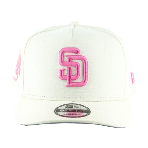 New Era 9Fifty San Diego Padres A-Frame Snapback Hat Chrome White Pink - Image 2