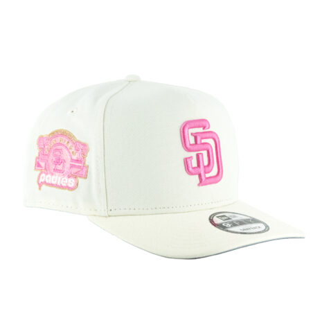New Era 9Fifty San Diego Padres A-Frame Snapback Hat Chrome White Pink - Image 3