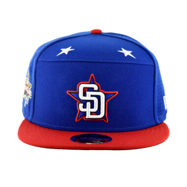 New Era 9Fifty San Diego Padres All-Star Game 2025 Workout Snapback Hat Light Royal Blue Red