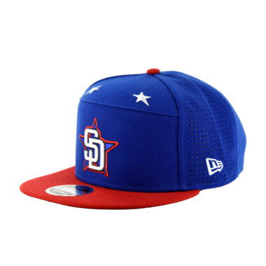 New Era 9Fifty San Diego Padres All-Star Game 2025 Workout Snapback Hat Light Royal Blue Red