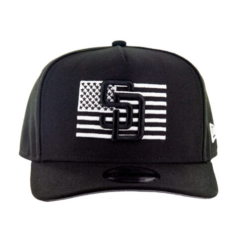 New Era 9Fifty San Diego Padres Stars & Stripes Flag A-Frame Snapback Hat Black White - Image 2