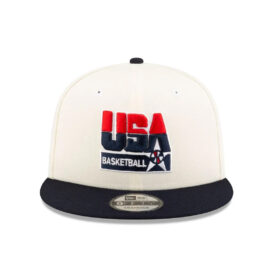 New Era 9Fifty USA Basketball Dream Team 1992 Olympic Games Snapback Hat Chrome White Blue